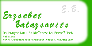 erzsebet balazsovits business card